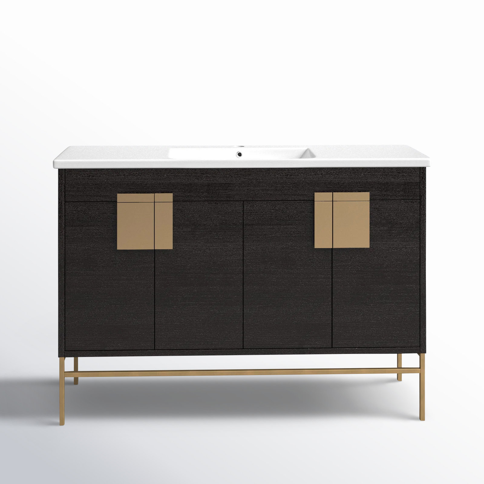 Maisie 48'' Single Bathroom Vanity, Black, Satin Brass
