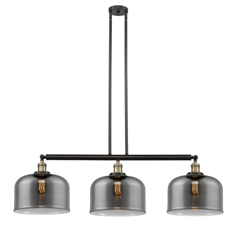 Bell - Luminaire suspendu pour îlot de cuisine 3 lumières 41 ", Ampoule non incluse, Plaqué couleur fumée