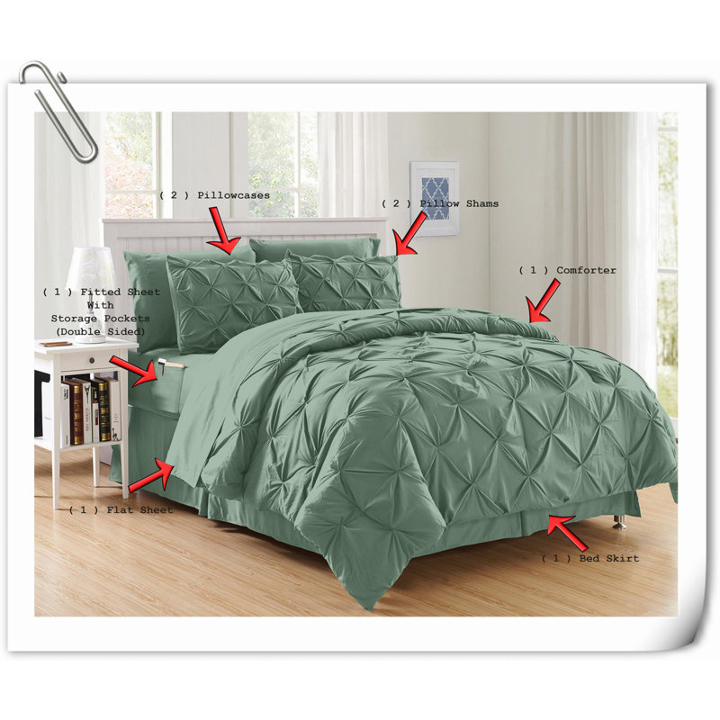 Ensemble de courtepointe en microfibre / polyester Quilts, Courtepointe grand + 7 pièces supplémentaires, Vert