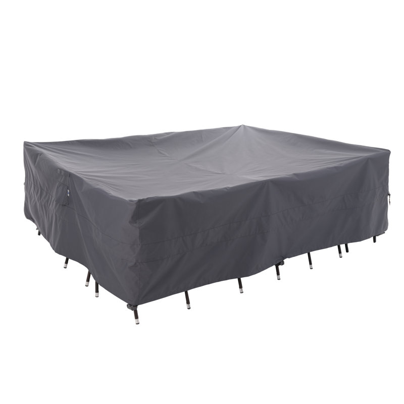 Extra Large Gray Waterproof Ripstop Patio Table Cover with Elastic Closure