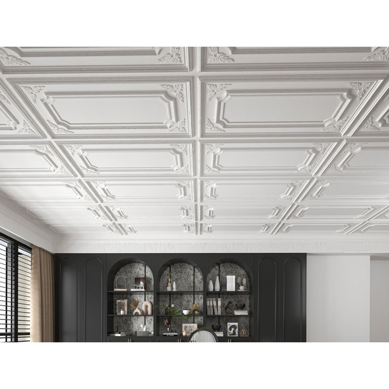 Art3d 24''x48'' Drop Ceiling Tiles, 12 Pack PVC Decorative 3D Wall Paneling,96 sq.ft., White