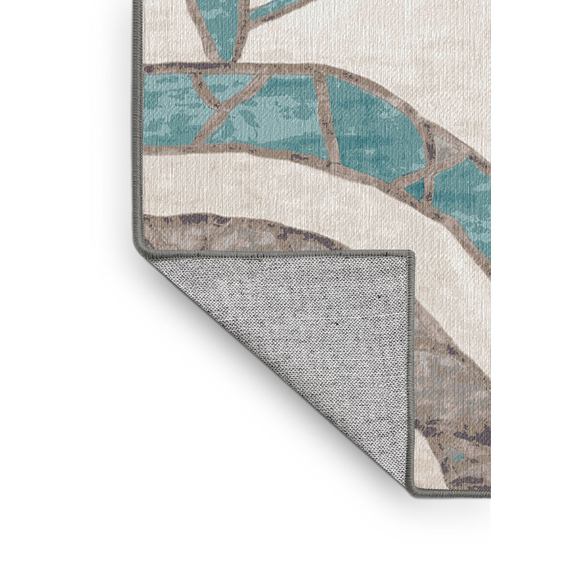 Machine Washable Gray Area Rug, Round 3'
