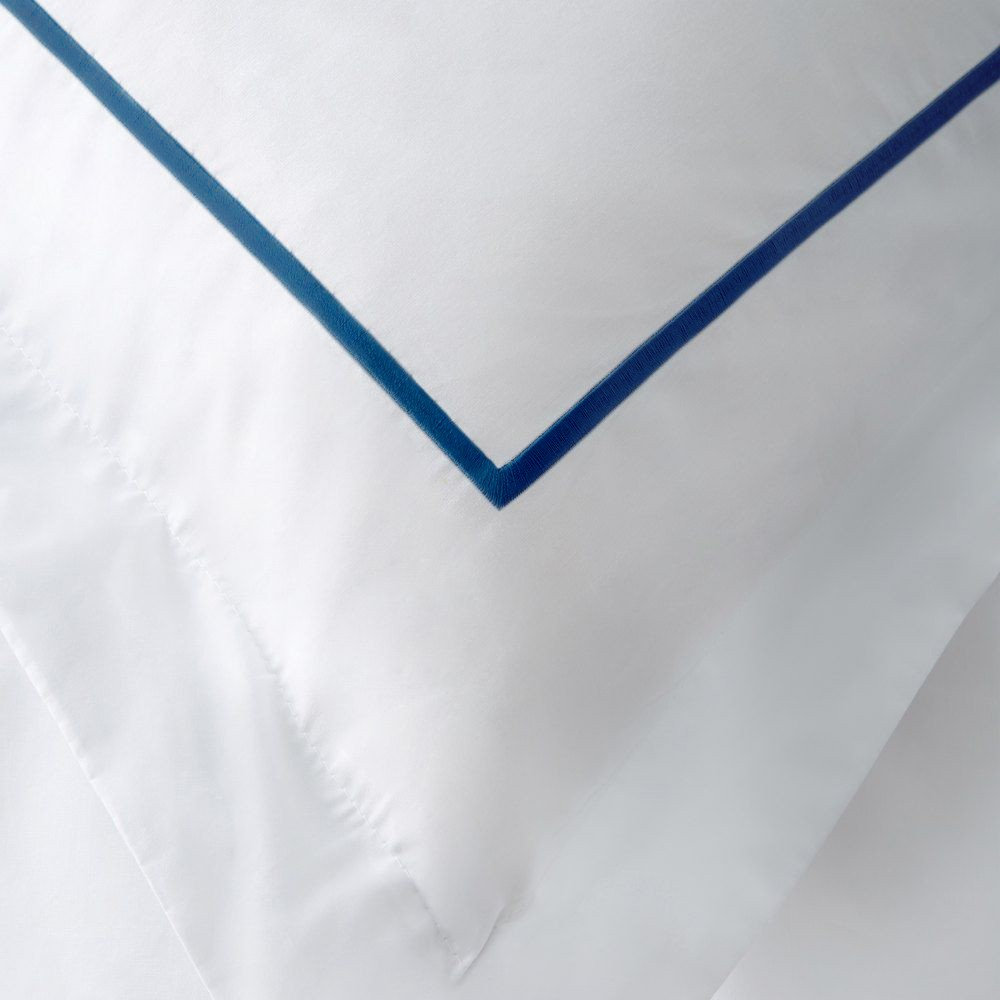 Benin Cotton Duvet Cover Set, King Duvet Cover + 2 Shams, Navy/White