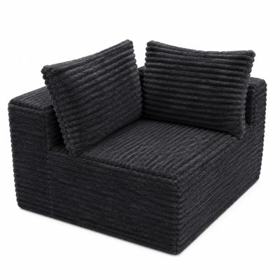 Fauteuil de coin modulaire en mousse de 37 po de largeur avec revêtement en velours côtelé, assise profonde