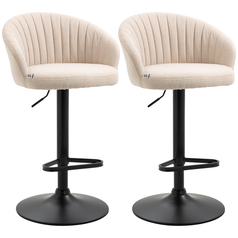 Adjustable Swivel Bar Stools Set of 2, Counter to Bar Stools with 360° Rotation and Linen Fabric