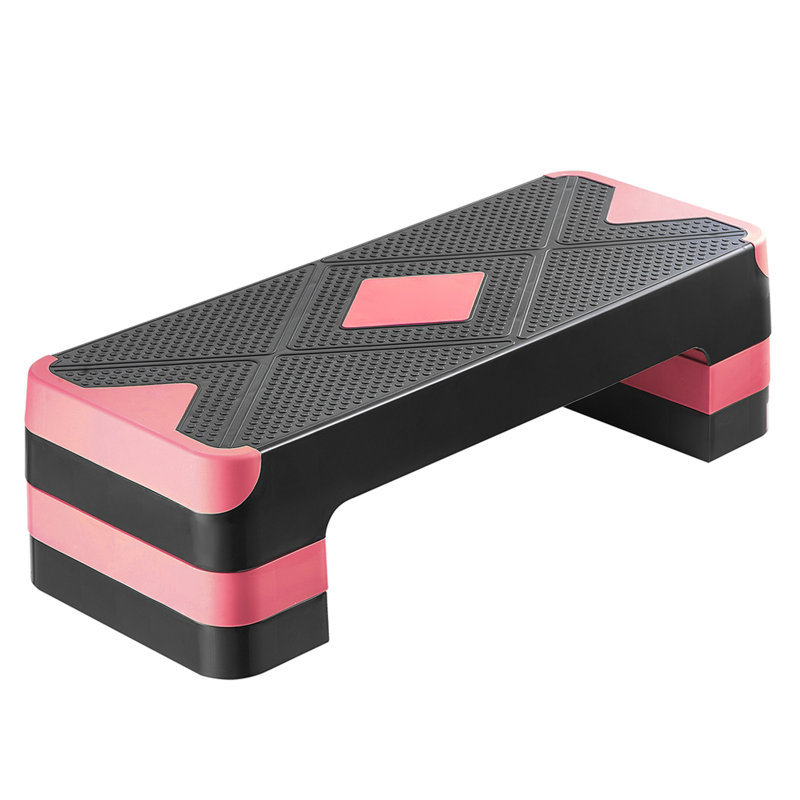 Aerobic Exercise Step Platform Height Adjustable Workout Stepper 4 Riser Red, Red