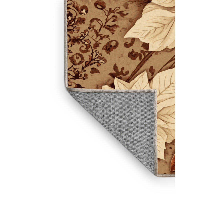 Tapis à motif floral orné de poinsettia Ortmund, Rond 7 pi
