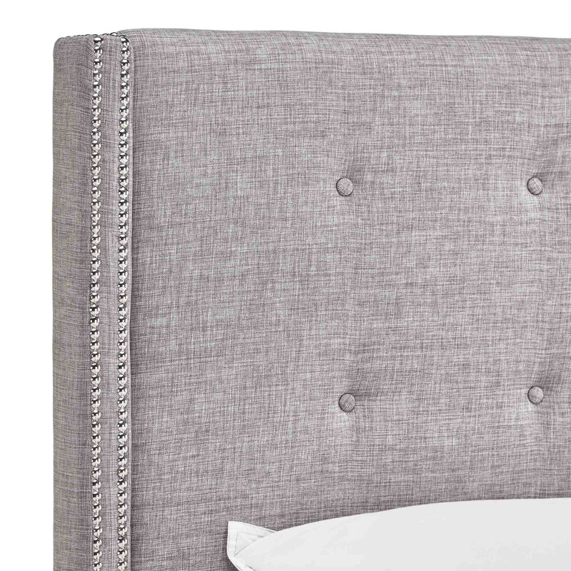 Tête de lit tapissier à oreilles Kaster, Beige, Très grand