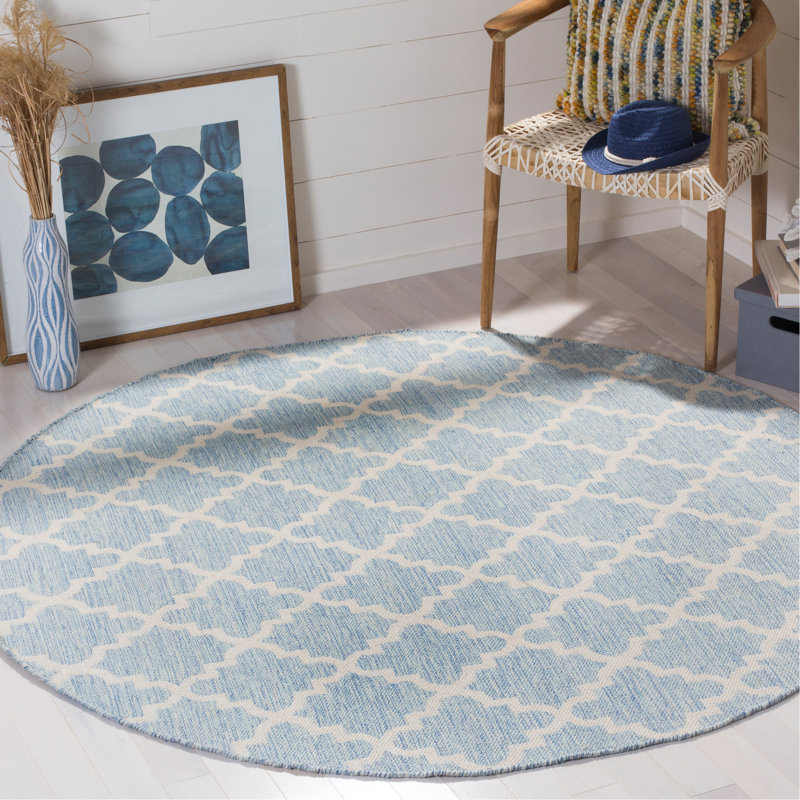 Tapis géométrique en coton tissé à la main Lockbourne, Rond 6 pi