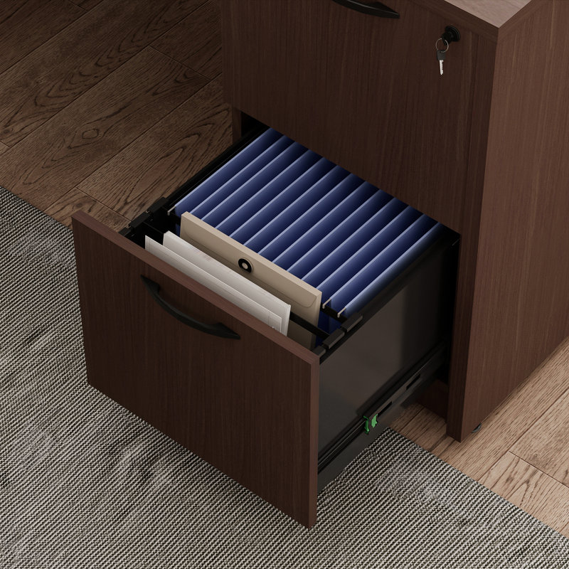 66.93'' Executive Office Desk With Lockable Cabinet, Brown