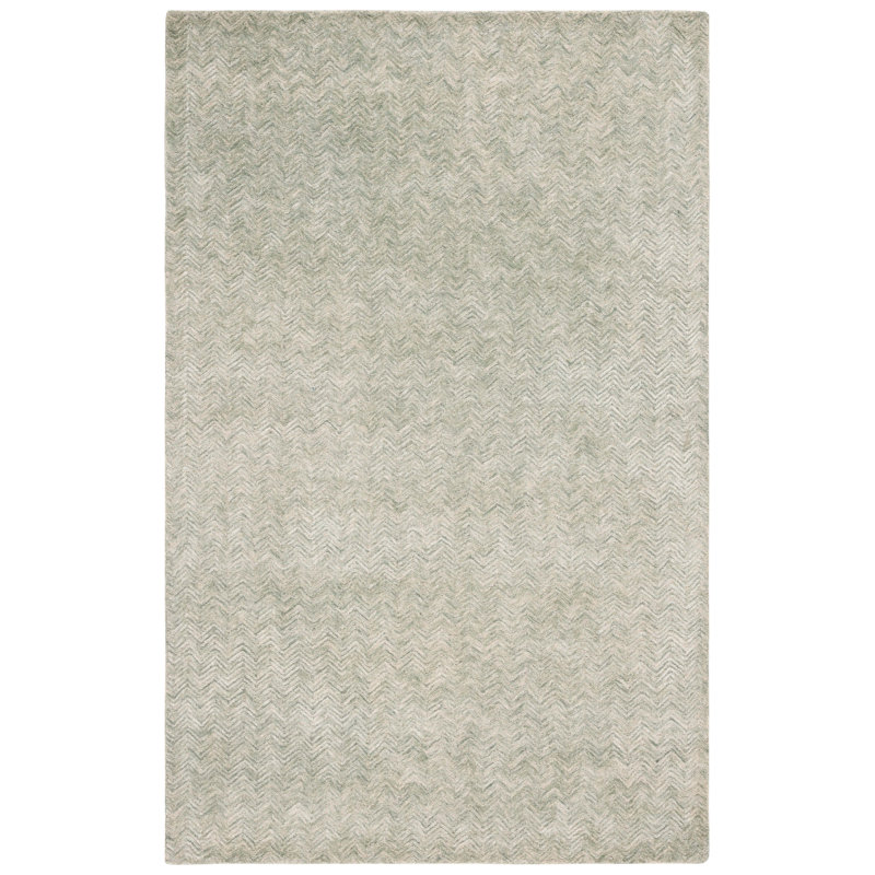 Tapis vert / ivoire en viscose / coton / laine touffeté à la main Niculeta, Rectangle 8 pi x 10 pi