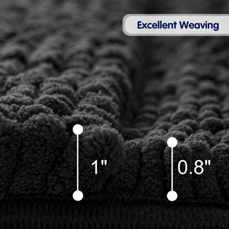 Faddis Soft Striped Rectangle Absorbent Non-Slip Bath Rug, Black, Single - 60" L x 24" W