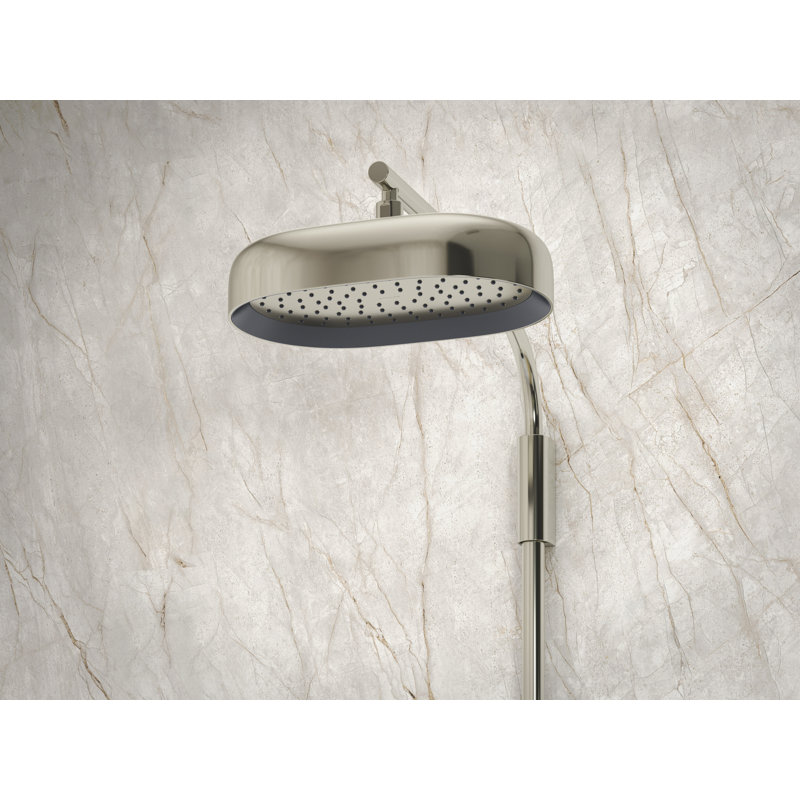 Statement 14" Single-Function Wall or Ceiling-Mount Round Rainhead, Oblong Rain Showerhead 2.5 GPM, Vibrant Polished Nickel
