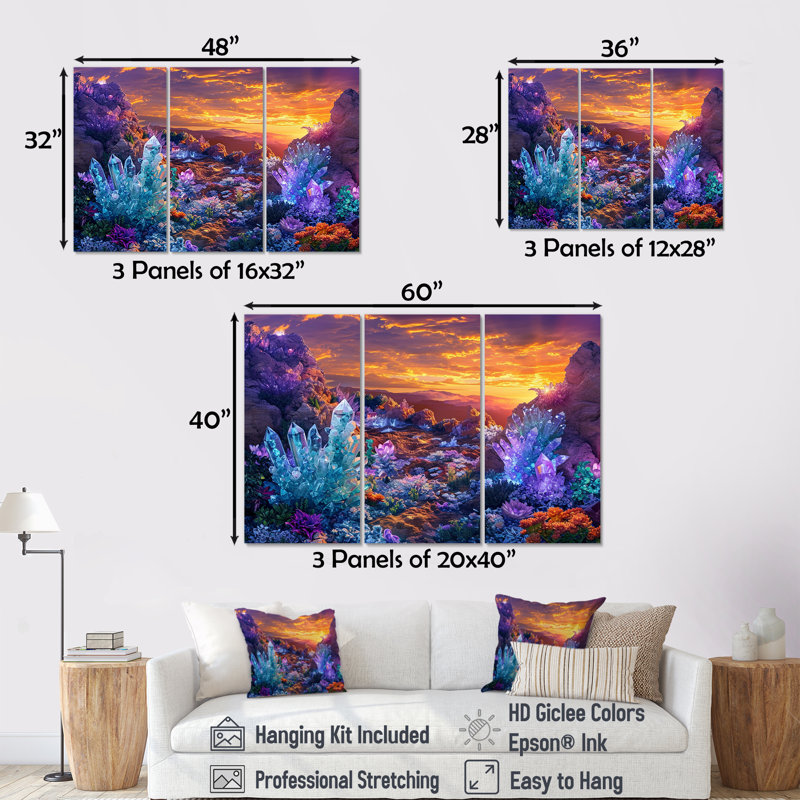 Emerie - Ensemble d'art mural paysage abstrait, Toile tendue, H 40 po x l 60 po x P 1 po