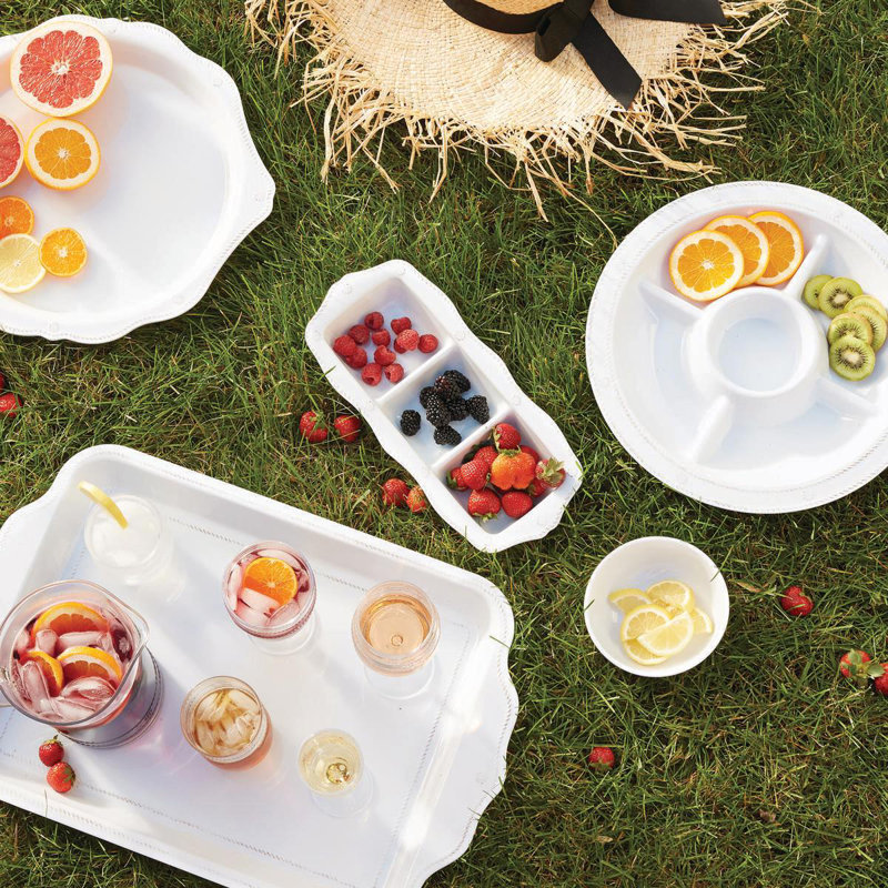 Berry & Thread Melamine 14" Triple Section Server - Whitewash