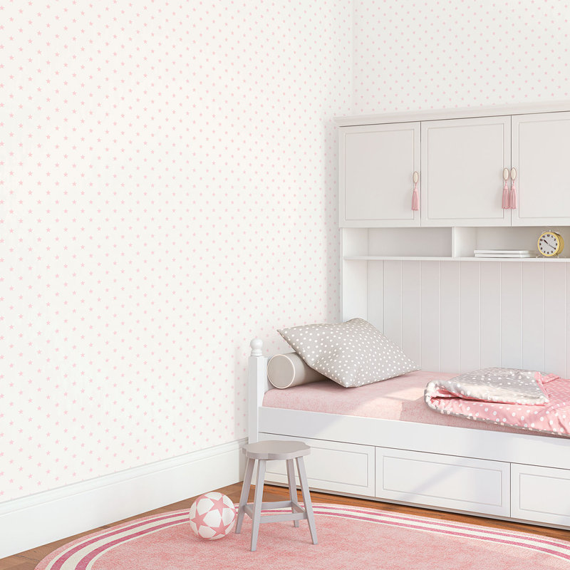 Farris 10m x 53cm Matte Wallpaper Roll, Pink/White