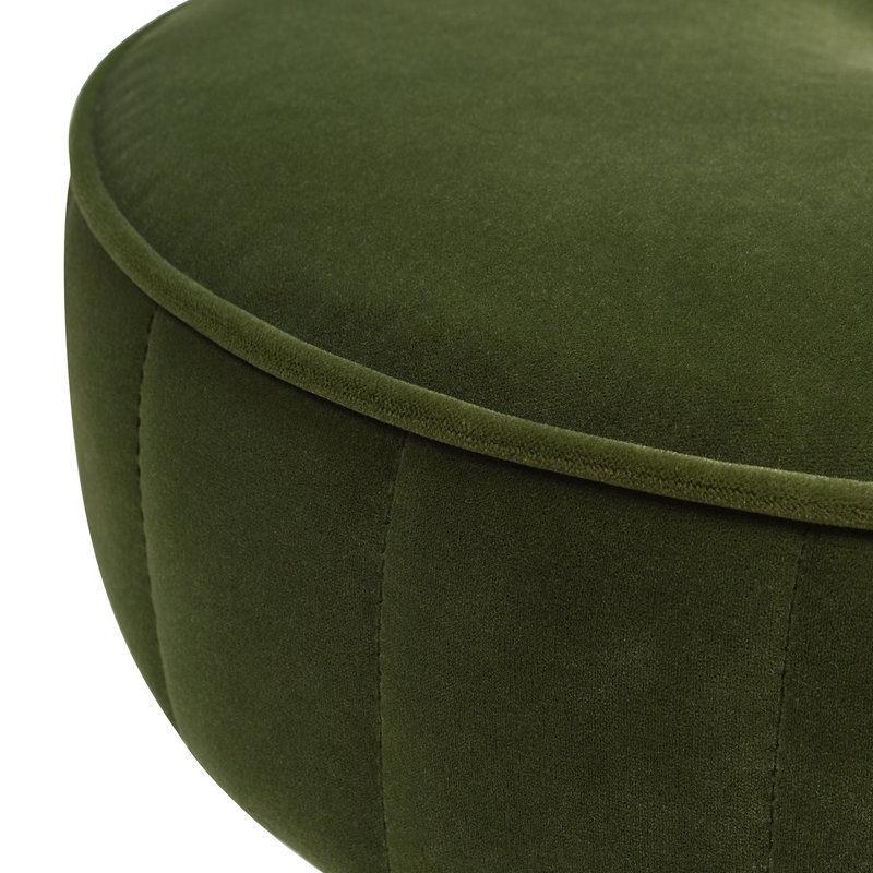 Flemings Velvet Ottoman, Olive Green Velvet
