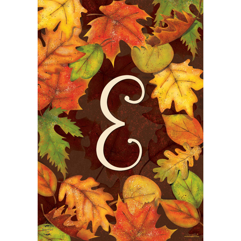 Fall Leaves Monogram Letter E Garden Flag