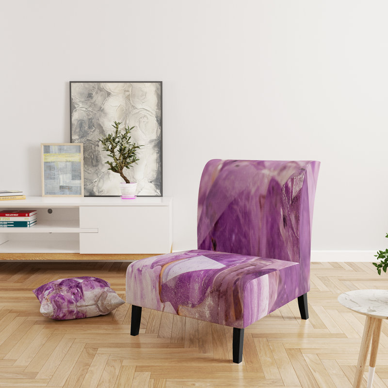 Fauteuil de chambre capitonné mauve Mid-Century mauve Amethyst