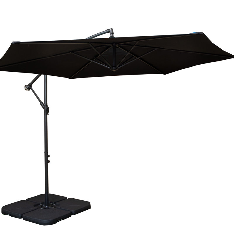 Gillian 3M Cantilever Banana Garden Parasol With Crank Handle And Parasol Base Weights Included, Black