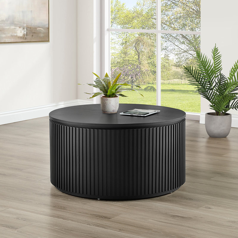 Fiammetta Coffee Table with Casters, Black Top/Black Base