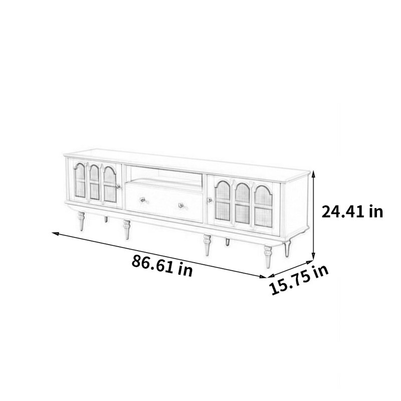 Meuble télé de style rétro de luxe français, 86.61"