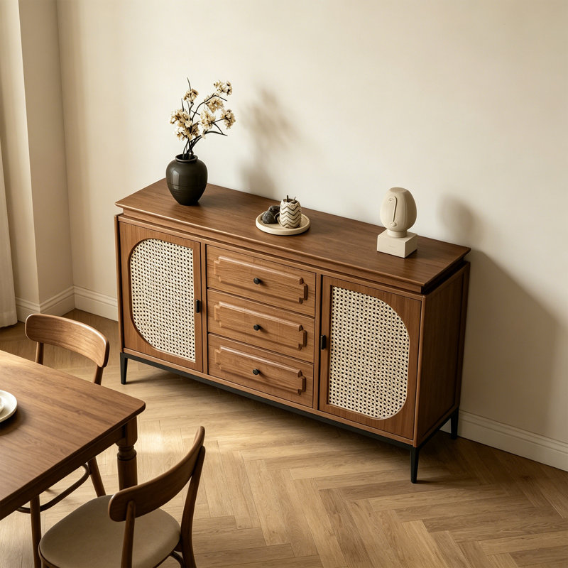 Buffet en frêne, H 35,43 po x l 70,87 po x P 14,96 po