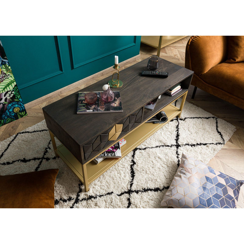 DIAMOND Four Leg Coffee Table with Storage, Grey