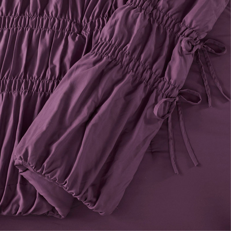 Ensemble d'édredon pour grand lit 3 pièces, Édredon pour grand lit + 2 taies décoratives, Mauve