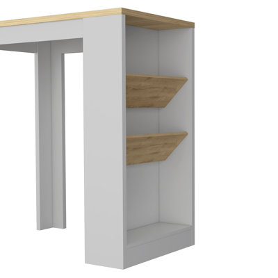 Kitchen Island, Counter Island, White and Pine Finish