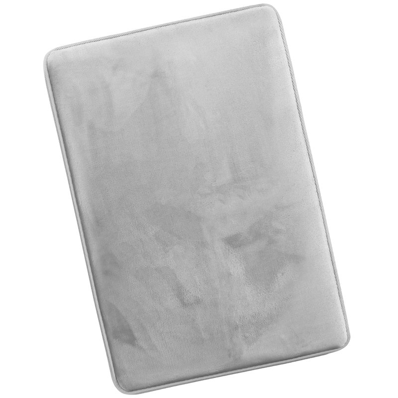 Tapis de bain en mousse viscoélastique ultra-doux avec envers antidérapant en PVC, Grand: L 32 po x l 20 po, Argenté / Gris