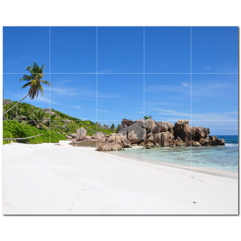 Murale en céramique satinée Beach Photo 4,25 po x 4,25 po