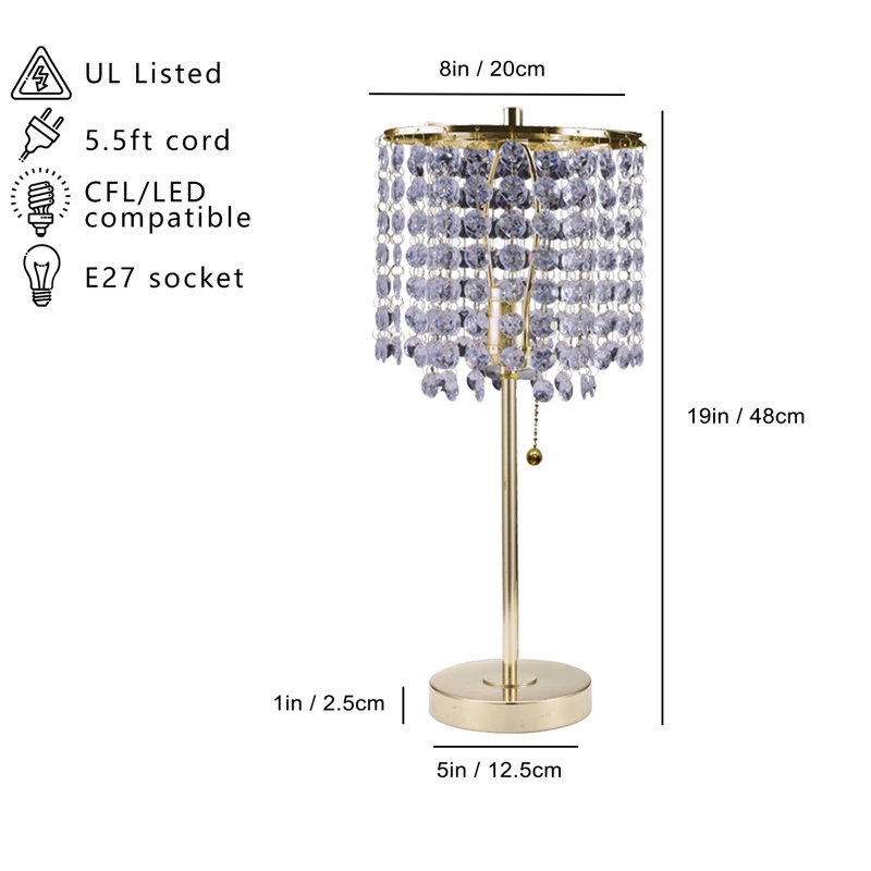 Lampe de chevet Mclea, Or satiné, 19'' H x 8'' W x 8'' D