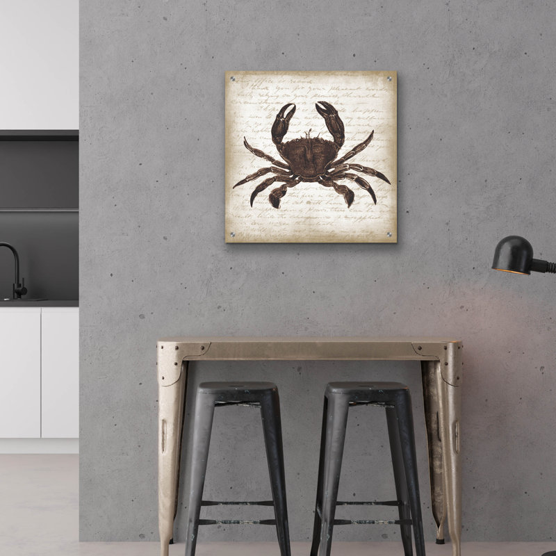 «Crab I» par Erin Clark, art mural en verre acrylique, H 24 po x l 24 po x P 0,2 po