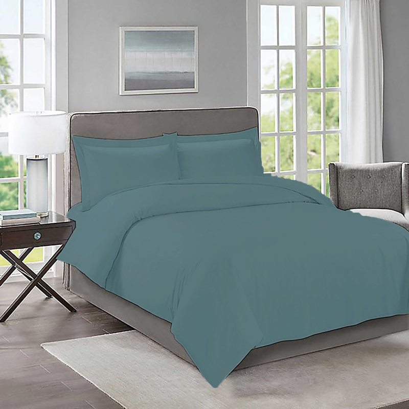 Ensemble de housse de couette en microfibre, Housse de couette pour lit double / grand + 1 taie, Bleu sarcelle