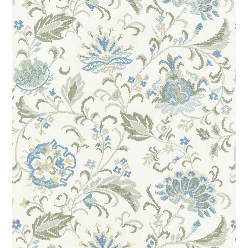 Tissu brodé delphine La Boheme, Sauge d'été