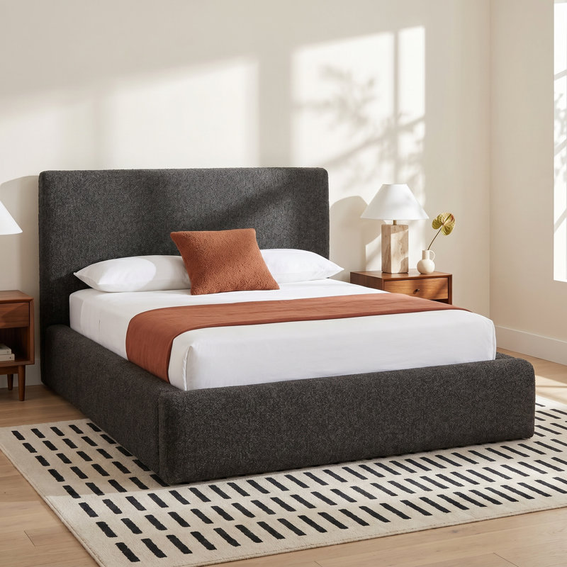 Azar Upholstered Platform Bed, Queen, Lisbon Charcoal