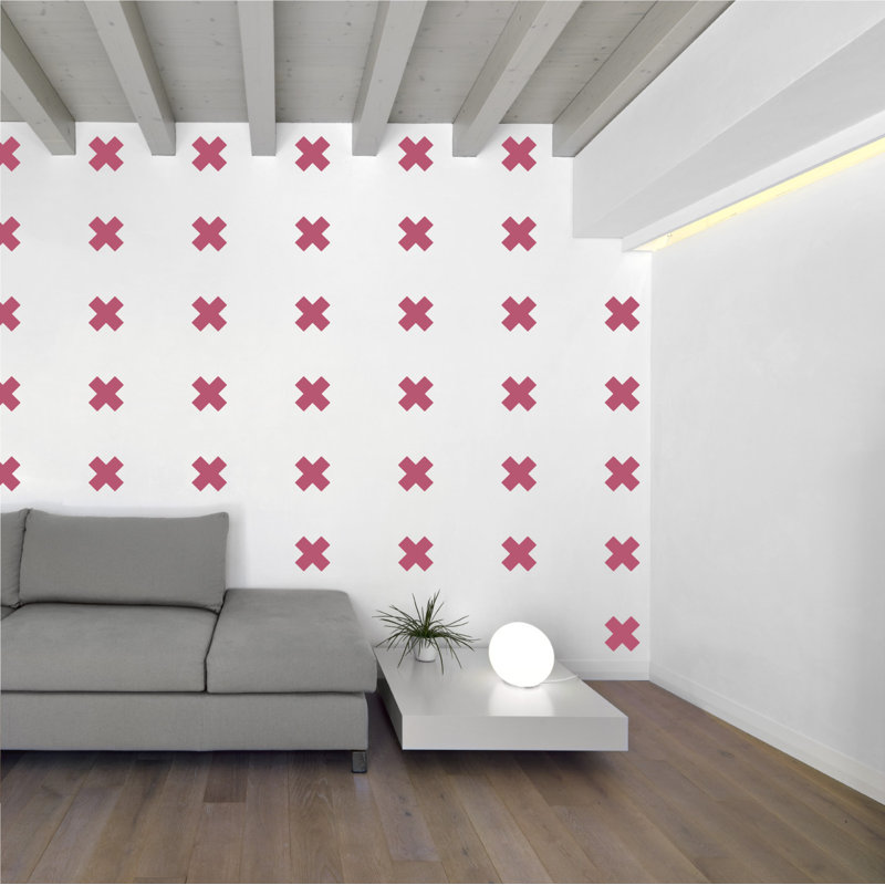 Décalcomanie murale à motifs croisés suisses, H 3 po x l 3 po x P 0,01 po, Rouge à lèvres