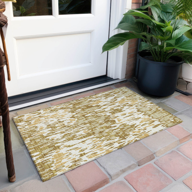 Wheat Flat Woven Synthetic Washable Rectangular Rug 20" x 30"