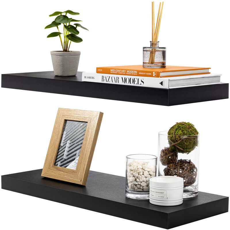 24" Floating Shelves with Invisible Mounting, Black