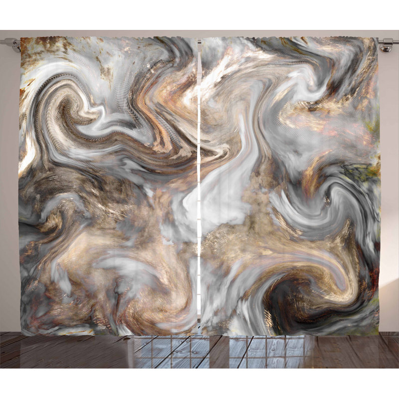 Marble Abstract Semi-Sheer Rod Pocket Curtain Panels, 54" x 63"