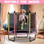 Petit trampoline 55 po pour enfants, trampoline d'intérieur pour tout-petits 4,6 pi avec enceinte de sécurité et panier de basketball-111977348