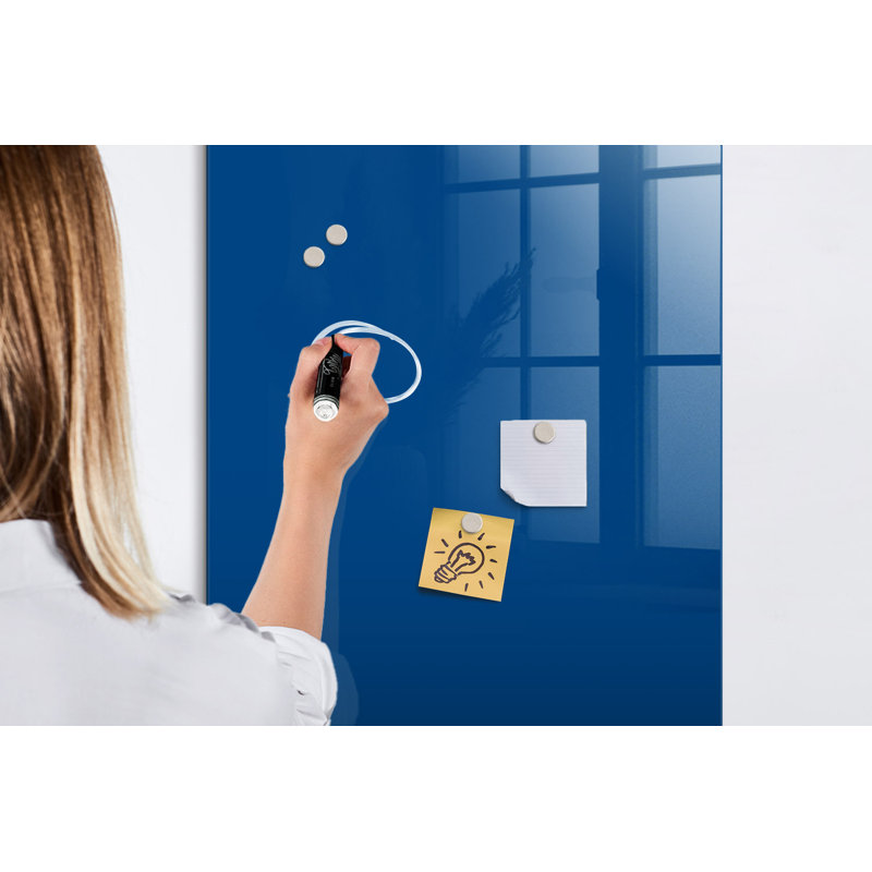 Magnetic Glass Dry Erase Board, Blue