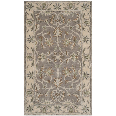 Tapis gris / beige en laine touffeté à la main Tressler