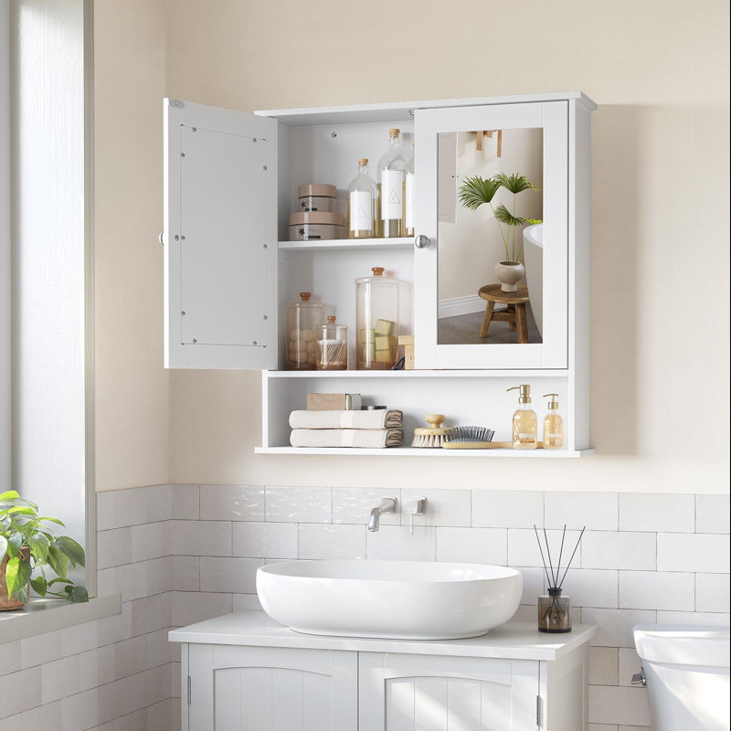 Wall Cabinet With 2 Mirrored Doors