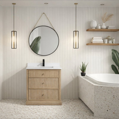Redondo 30'' Single Bathroom Vanity With Engineered Stone Top