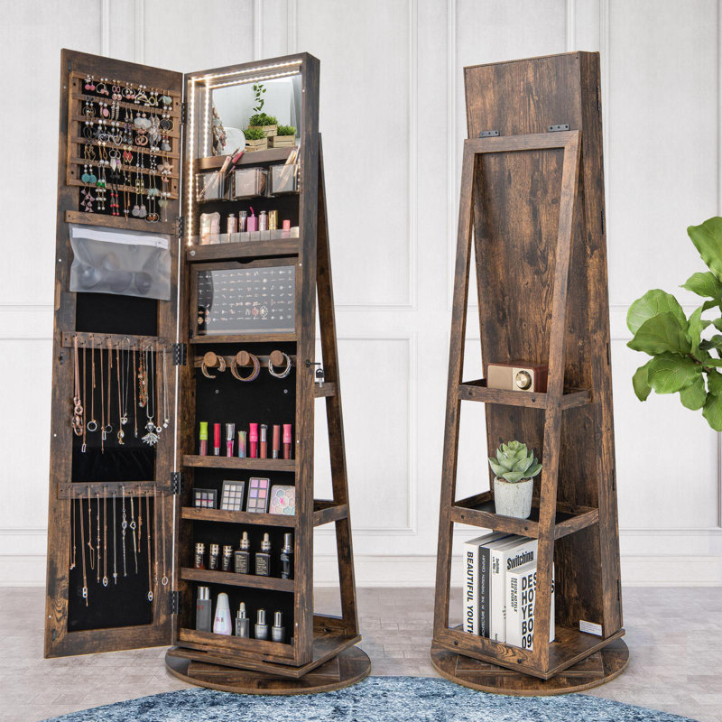 Armoire à bijoux avec miroir Macius, Café