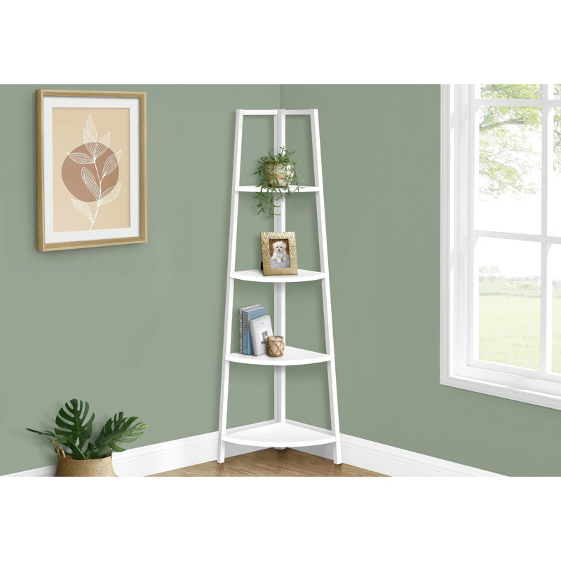 Bibliothèque blanche en stratifié pour chambre à coucher, couloir - Améliore l'espace de coin, l'utilisation et le rangement