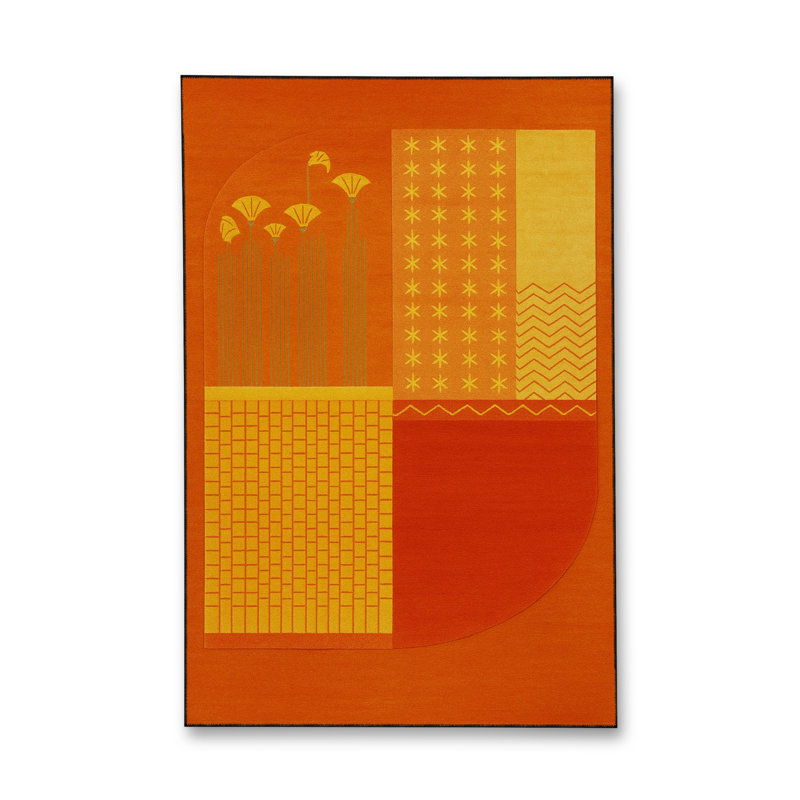 Tapis tissé à motif géométrique rouge Mosso, 2'6" x 4'11"