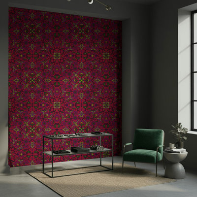 Papier peint géométrique à motif floral